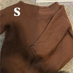 Brown Ribbed Women's Sweater